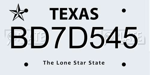 BD7D545 Texas License Plate