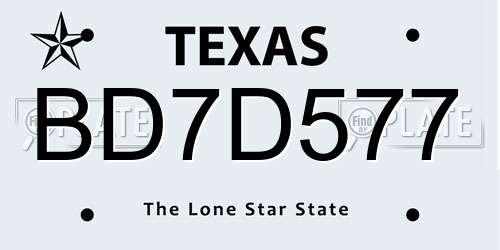 BD7D577 Texas License Plate