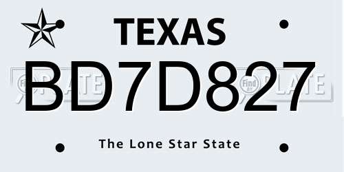 BD7D827 Texas License Plate