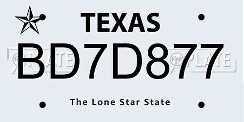 BD7D877 Texas License Plate