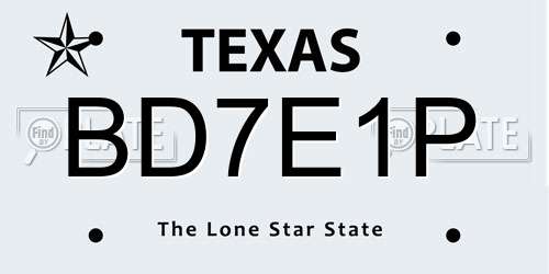 BD7E1P Texas License Plate