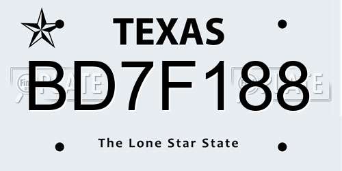 BD7F188 Texas License Plate
