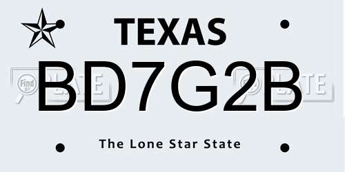 BD7G2B Texas License Plate