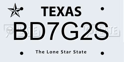 BD7G2S Texas License Plate