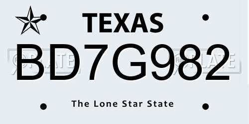 BD7G982 Texas License Plate