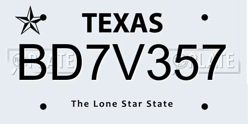 BD7V357 Texas License Plate