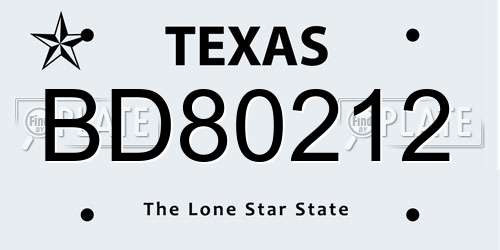BD80212 Texas License Plate