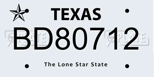 BD80712 Texas License Plate