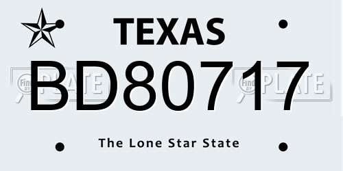 BD80717 Texas License Plate