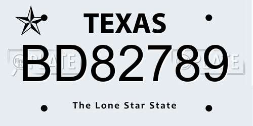 BD82789 Texas License Plate