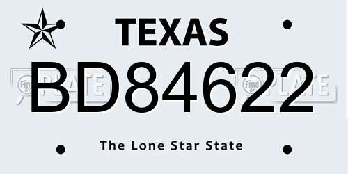 BD84622 Texas License Plate