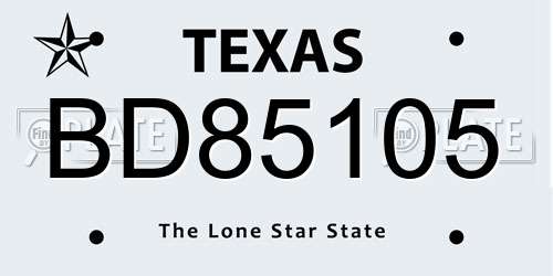 BD85105 Texas License Plate