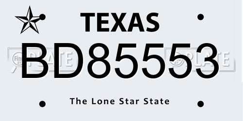 BD85553 Texas License Plate