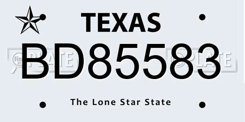 BD85583 Texas License Plate
