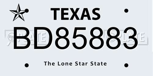 BD85883 Texas License Plate