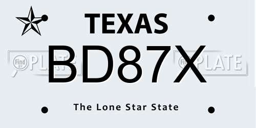 BD87X Texas License Plate