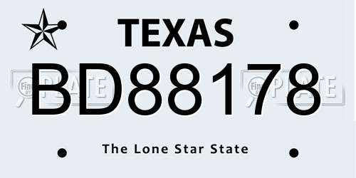 BD88178 Texas License Plate