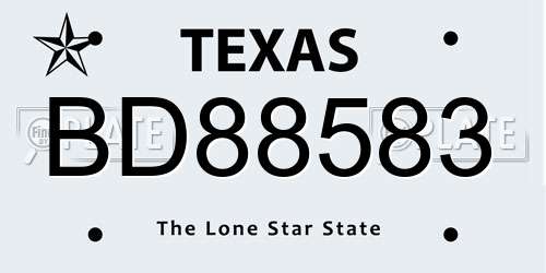 BD88583 Texas License Plate