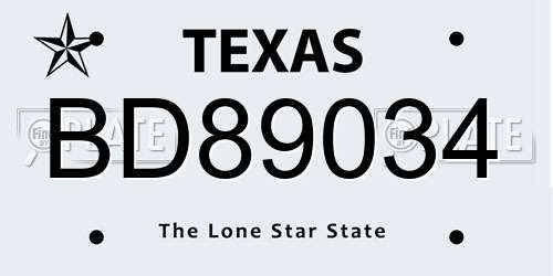 BD89034 Texas License Plate