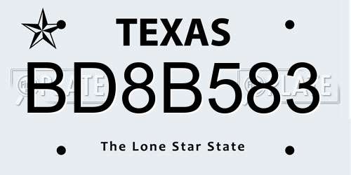 BD8B583 Texas License Plate