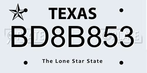 BD8B853 Texas License Plate