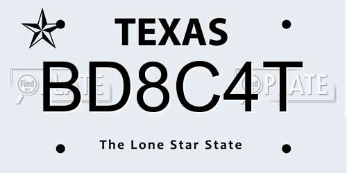 BD8C4T Texas License Plate