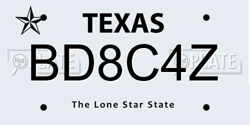 BD8C4Z Texas License Plate