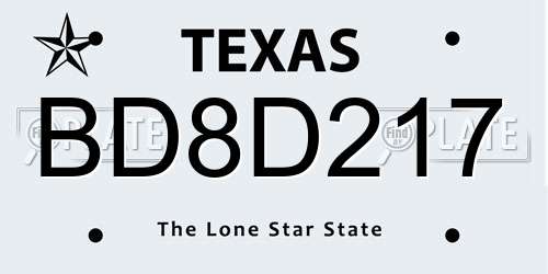 BD8D217 Texas License Plate