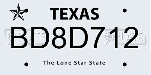 BD8D712 Texas License Plate