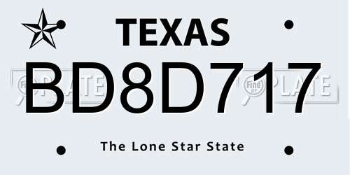 BD8D717 Texas License Plate