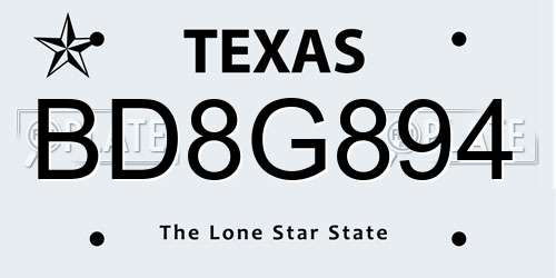 BD8G894 Texas License Plate