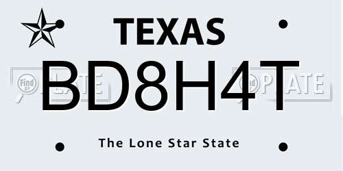 BD8H4T Texas License Plate