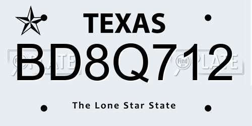 BD8Q712 Texas License Plate