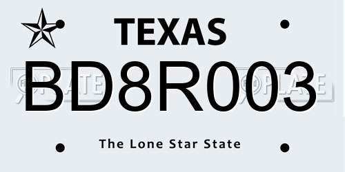 BD8R003 Texas License Plate