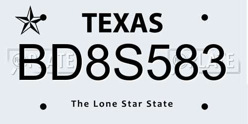 BD8S583 Texas License Plate