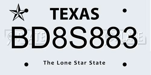 BD8S883 Texas License Plate