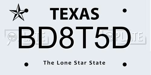 BD8T5D Texas License Plate