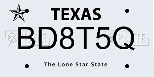 BD8T5Q Texas License Plate
