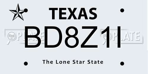 BD8Z1I Texas License Plate
