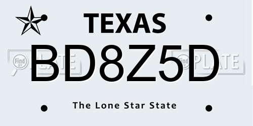 BD8Z5D Texas License Plate