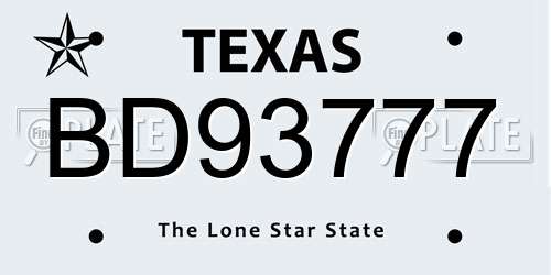 BD93777 Texas License Plate