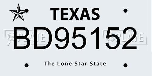 BD95152 Texas License Plate