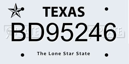 BD95246 Texas License Plate