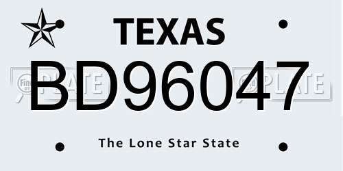 BD96047 Texas License Plate