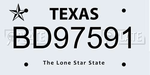 BD97591 Texas License Plate