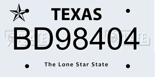 BD98404 Texas License Plate