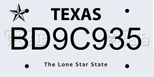 BD9C935 Texas License Plate