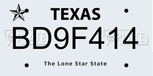 BD9F414 Texas License Plate