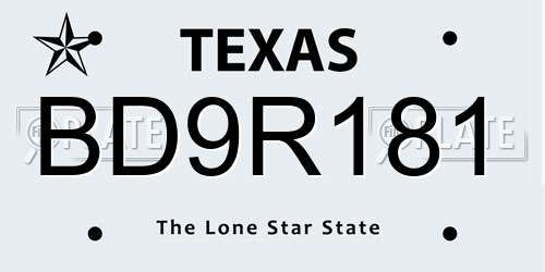 BD9R181 Texas License Plate