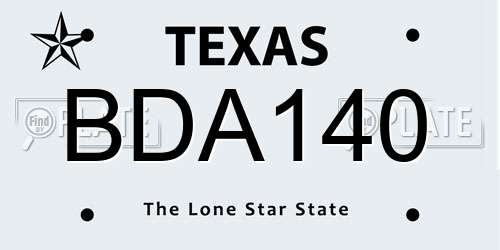 BDA140 Texas License Plate